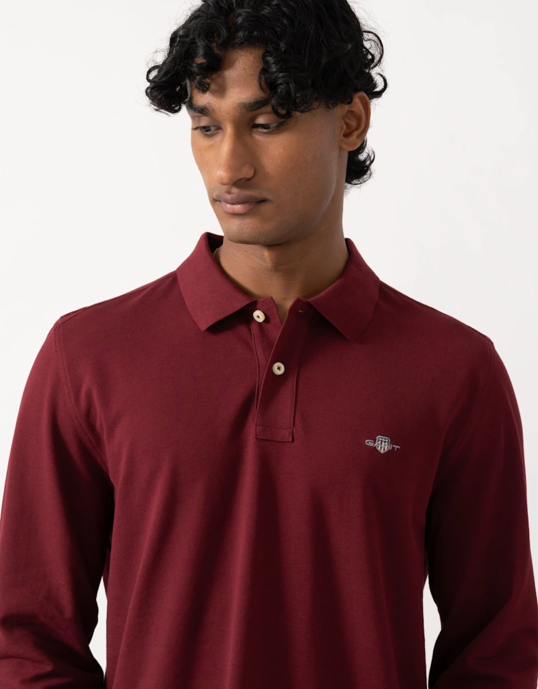GANT Mens Regular Fit Long Sleeve Shield Logo Pique Rugger - 676 Deep Grape Wine