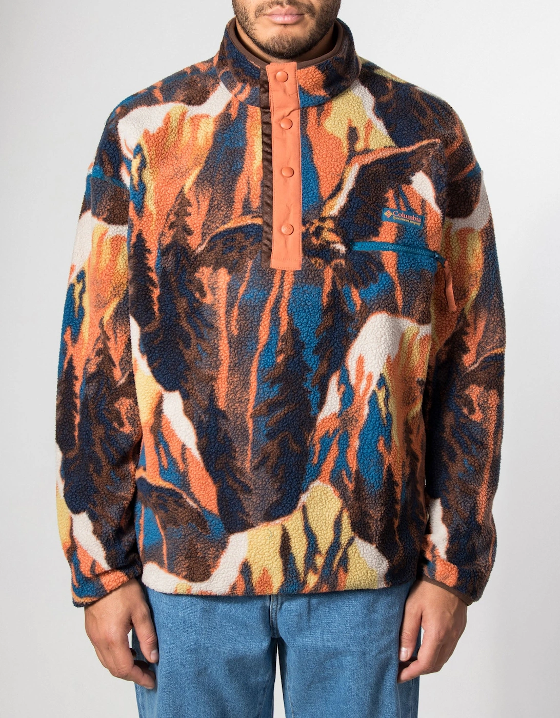 Regular Fit Helvetia II Printed Half Snap Fleece