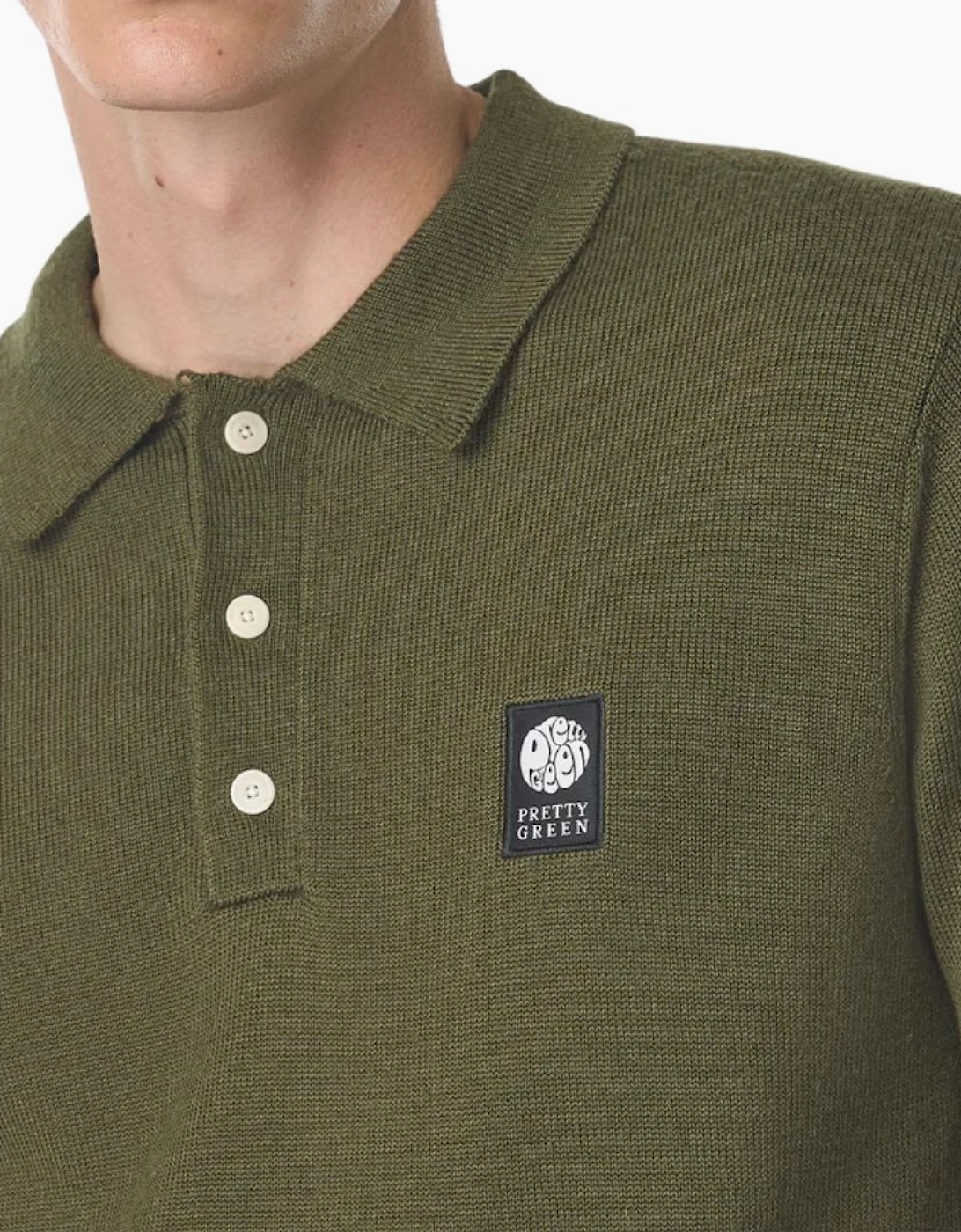 Pretty Green Merino Blend Khaki Polo
