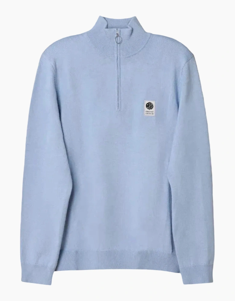 Pretty Green Merino Blend Sky Blue Quarter Zip