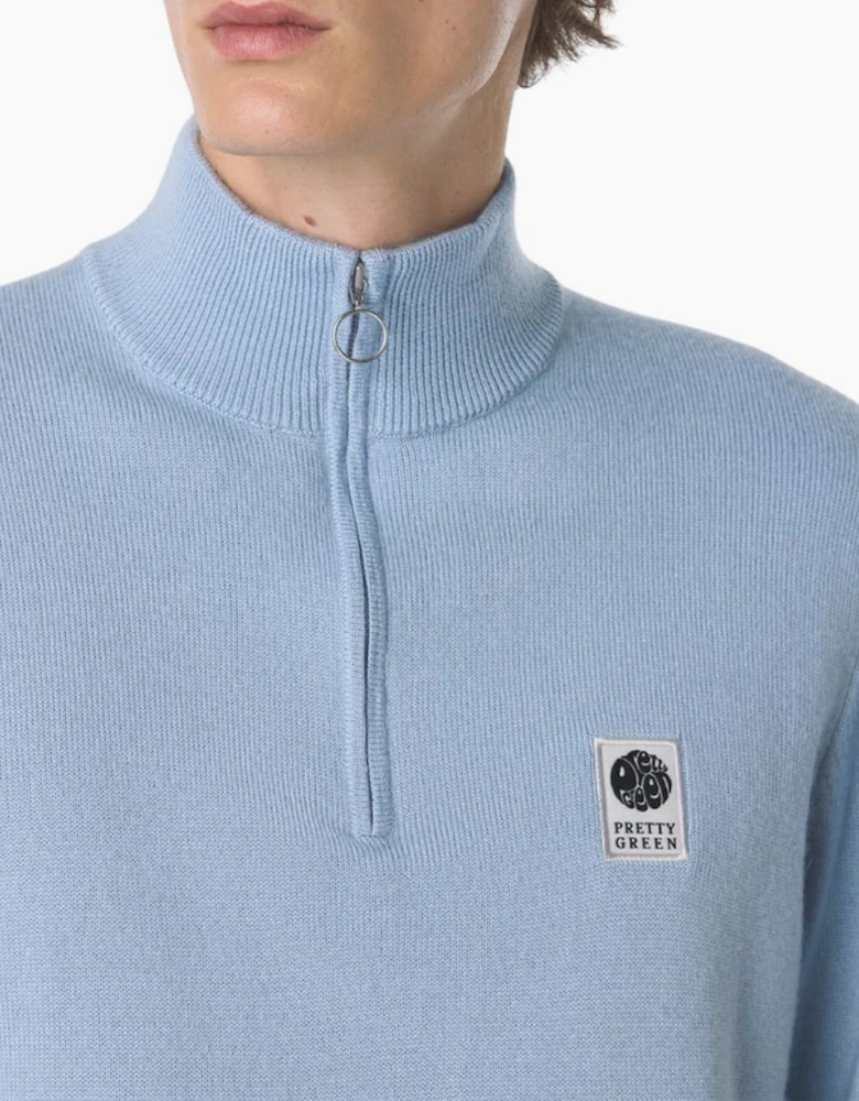Pretty Green Merino Blend Sky Blue Quarter Zip