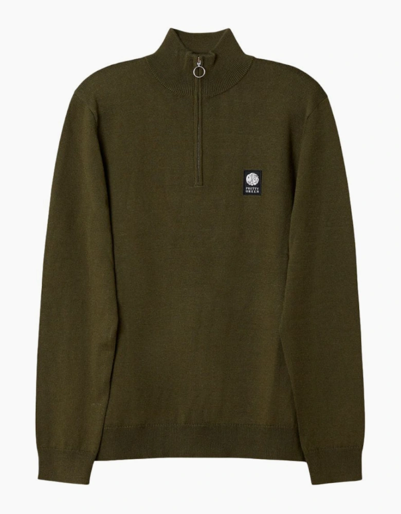 Pretty Green Merino Blend Khaki Quarter Zip