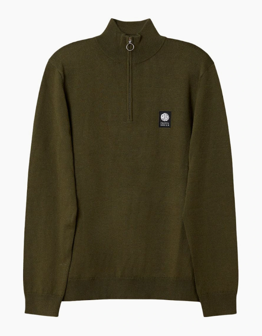 Pretty Green Merino Blend Khaki Quarter Zip