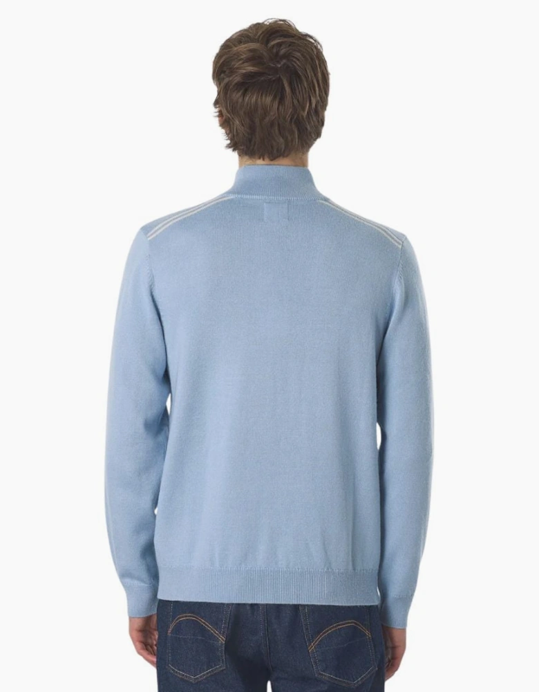Pretty Green Merino Blend Sky Blue Quarter Zip
