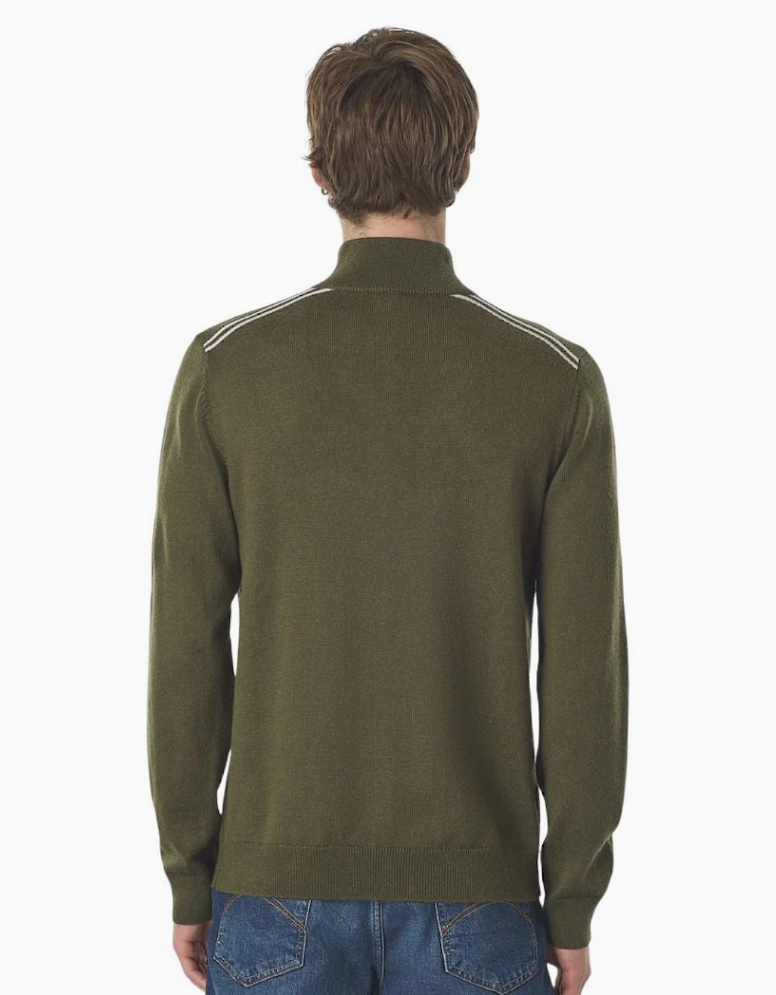 Pretty Green Merino Blend Khaki Quarter Zip
