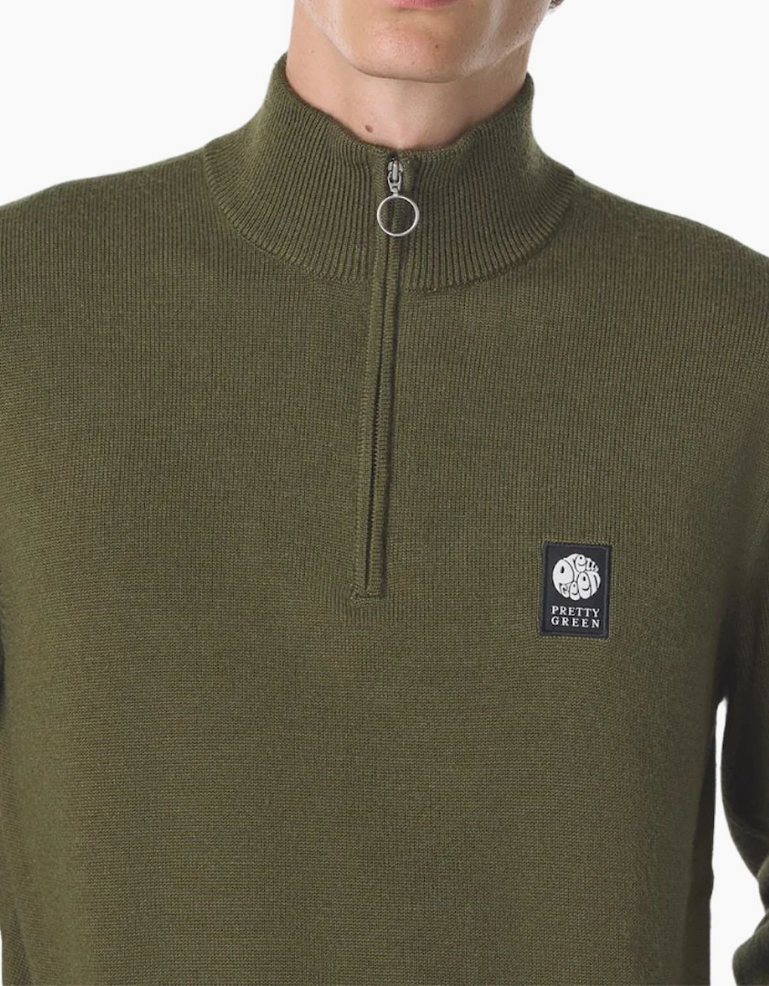 Pretty Green Merino Blend Khaki Quarter Zip