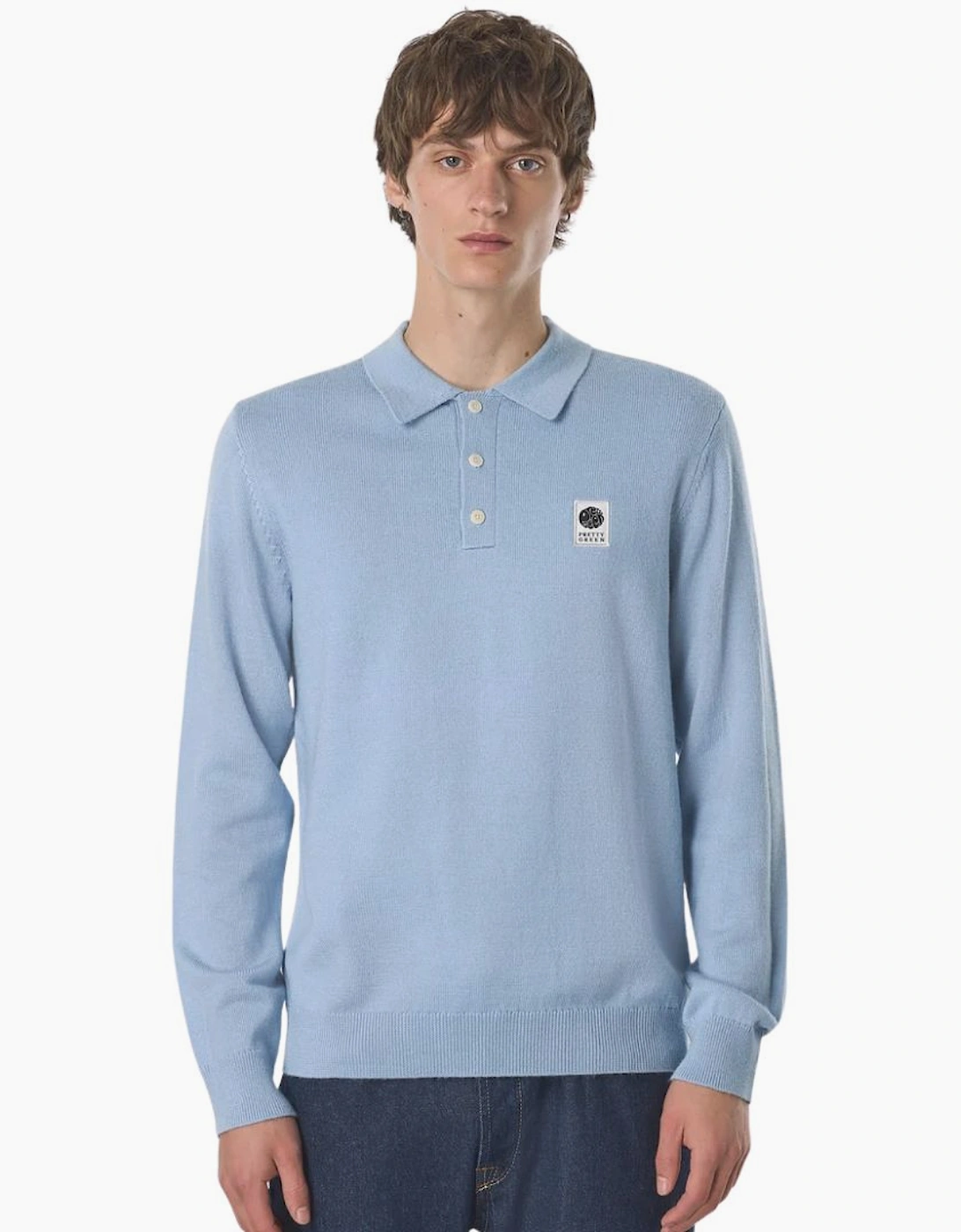 Pretty Green Merino Blend Sky Blue Polo