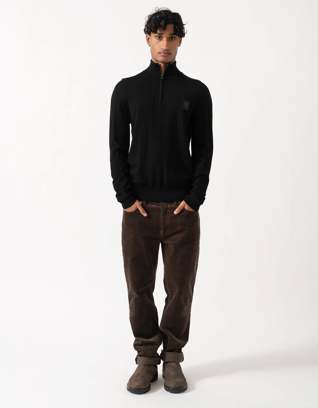 Belstaff Mens Colden Merino Quarter Zip Jumper - Black