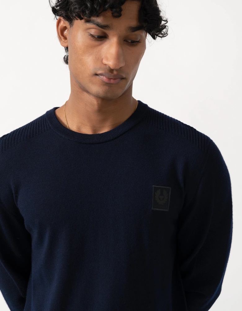 Belstaff Mens Colden Merino Crew Neck Jumper - Dark Ink