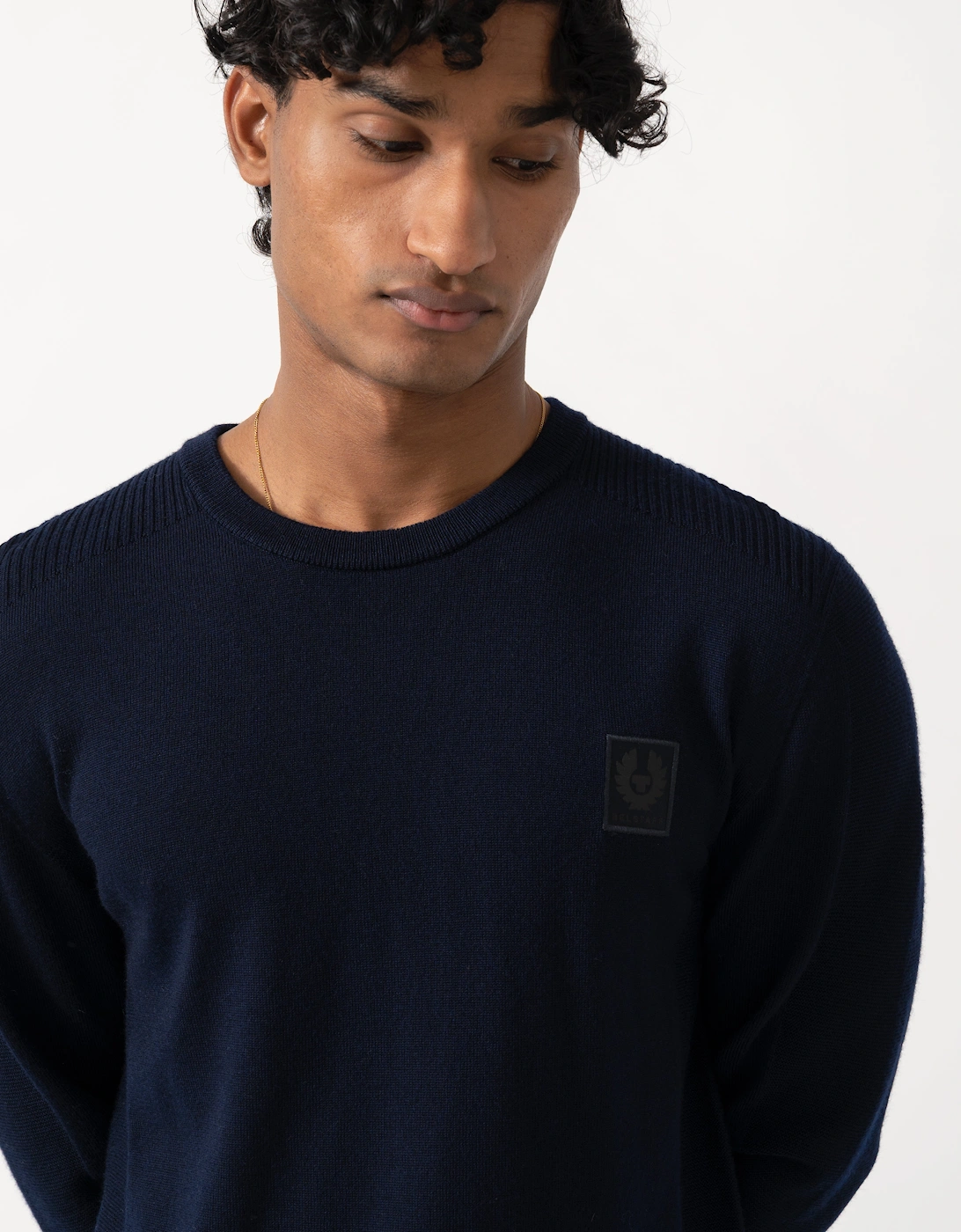 Belstaff Mens Colden Merino Crew Neck Jumper - Dark Ink