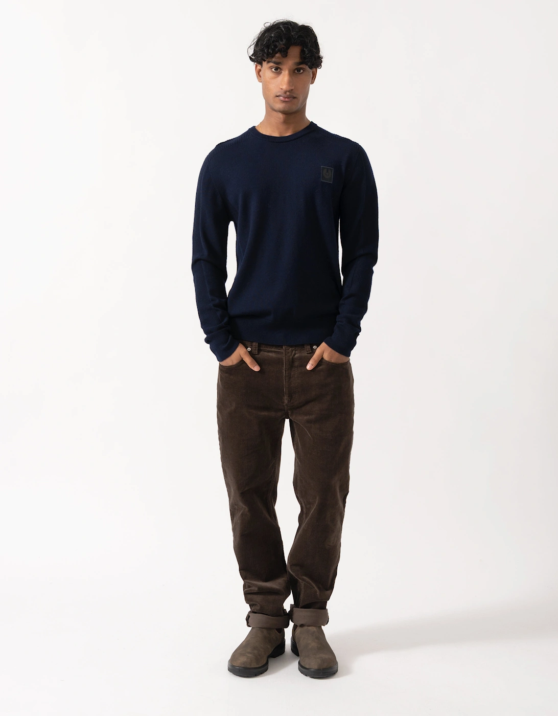 Belstaff Mens Colden Merino Crew Neck Jumper - Dark Ink