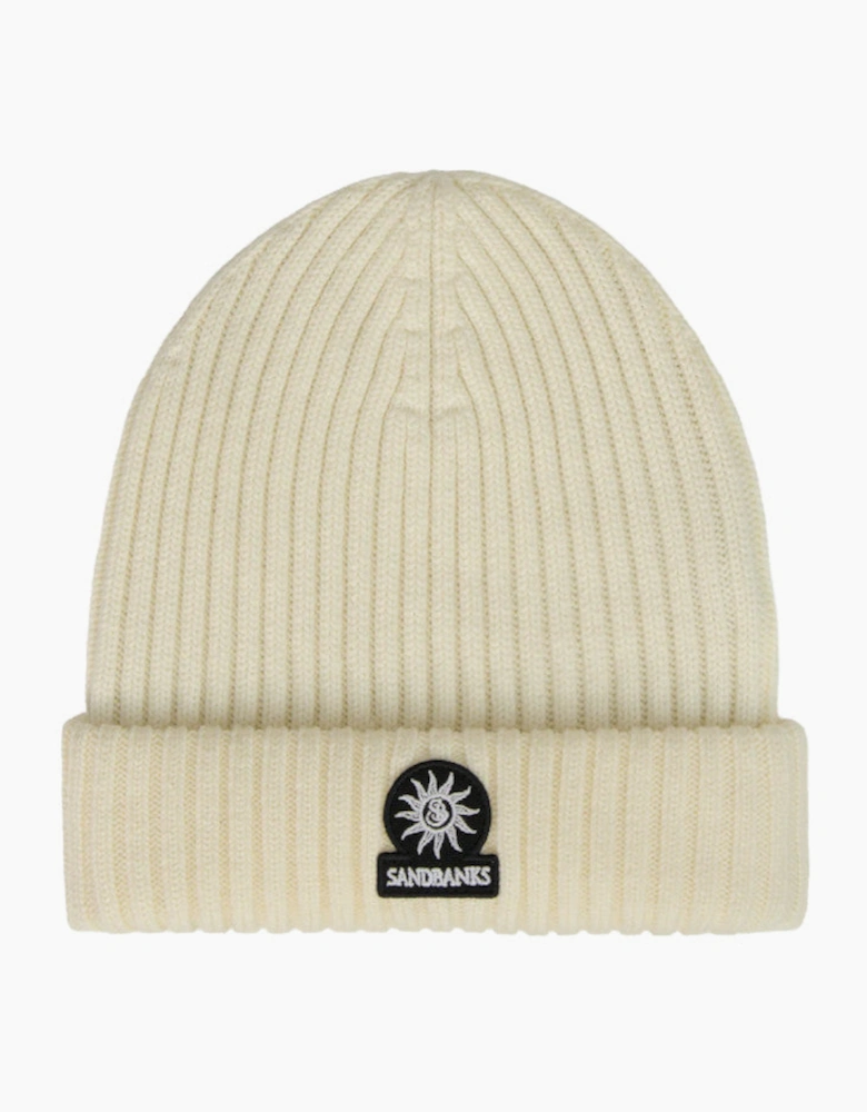 Sandbanks Merino Wool Ribbed Beanie Stone