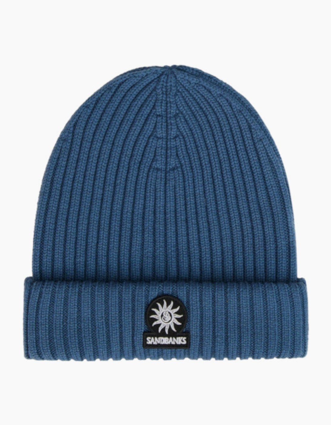 Men's Sandbanks Merino Wool Ribbed Beanie Teal - Navy - Size: ONE size