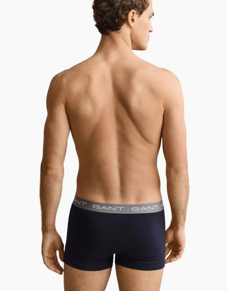 3-Pack Classic Logo Boxer Trunks, Navy w/ burgundy/green/taupe