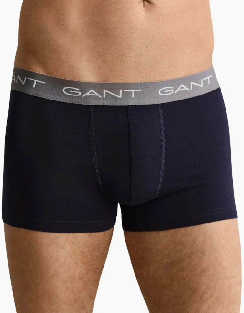 3-Pack Classic Logo Boxer Trunks, Navy w/ burgundy/green/taupe