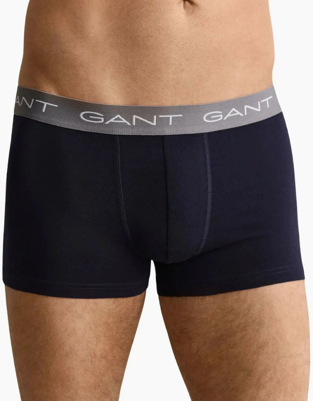 3-Pack Classic Logo Boxer Trunks, Navy w/ burgundy/green/taupe