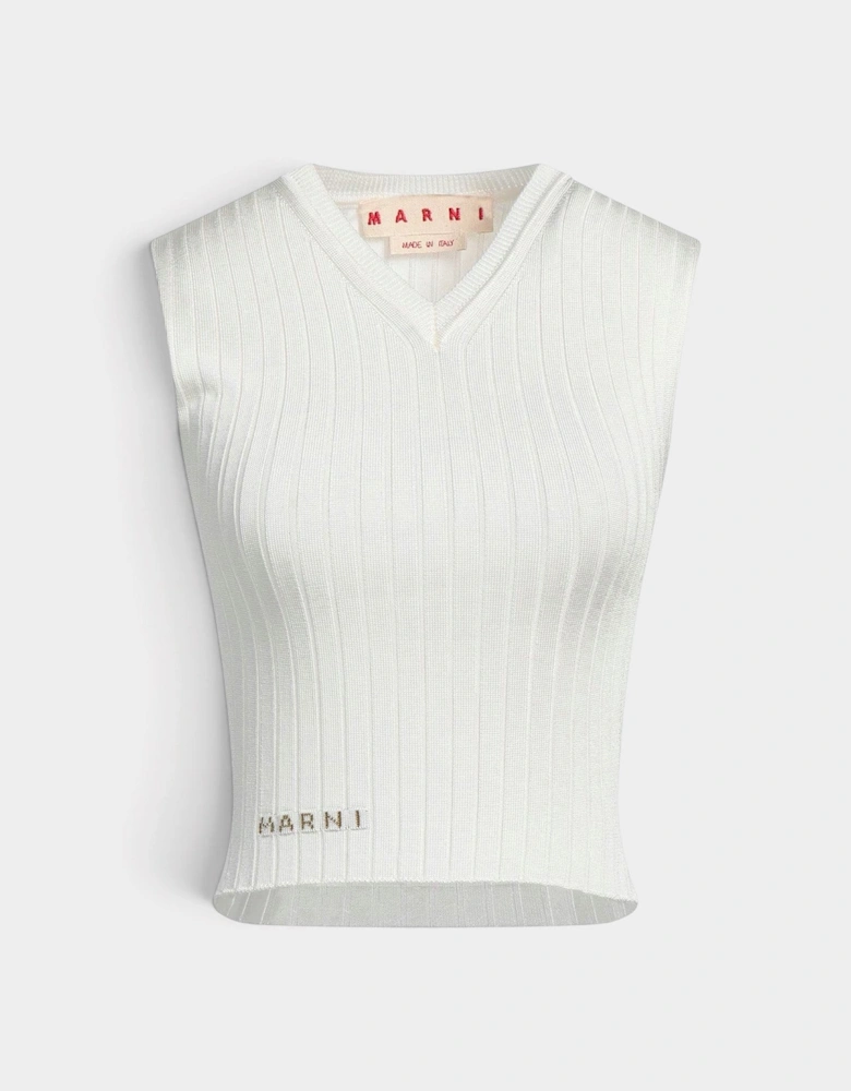 Sleeveless Ribbed Top Lily White