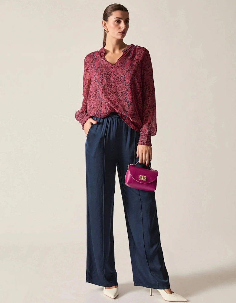 Burgundy Snake Print Blouse