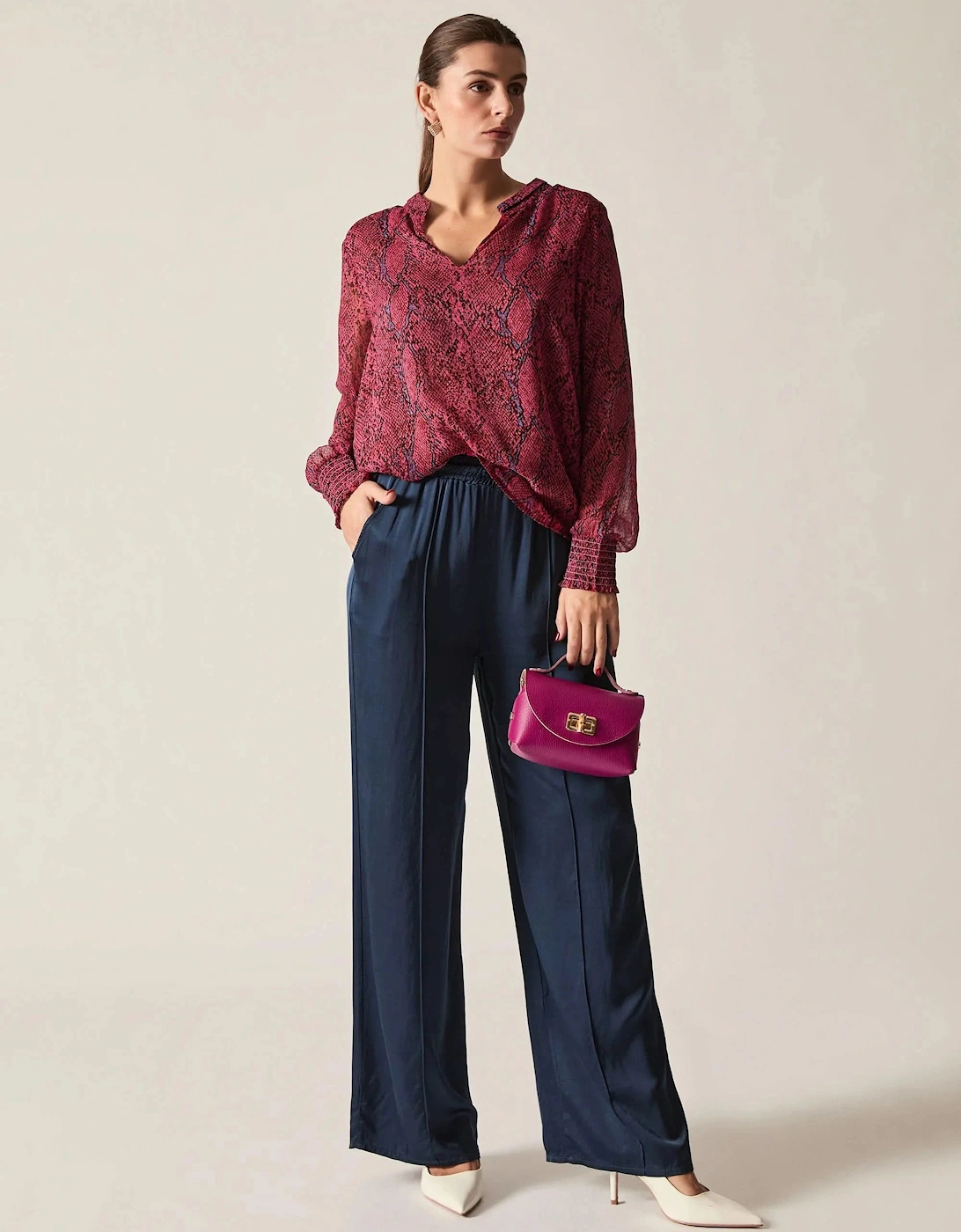 Burgundy Snake Print Blouse
