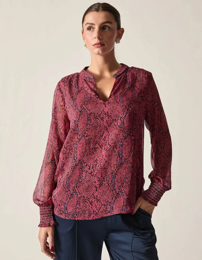 Burgundy Snake Print Blouse