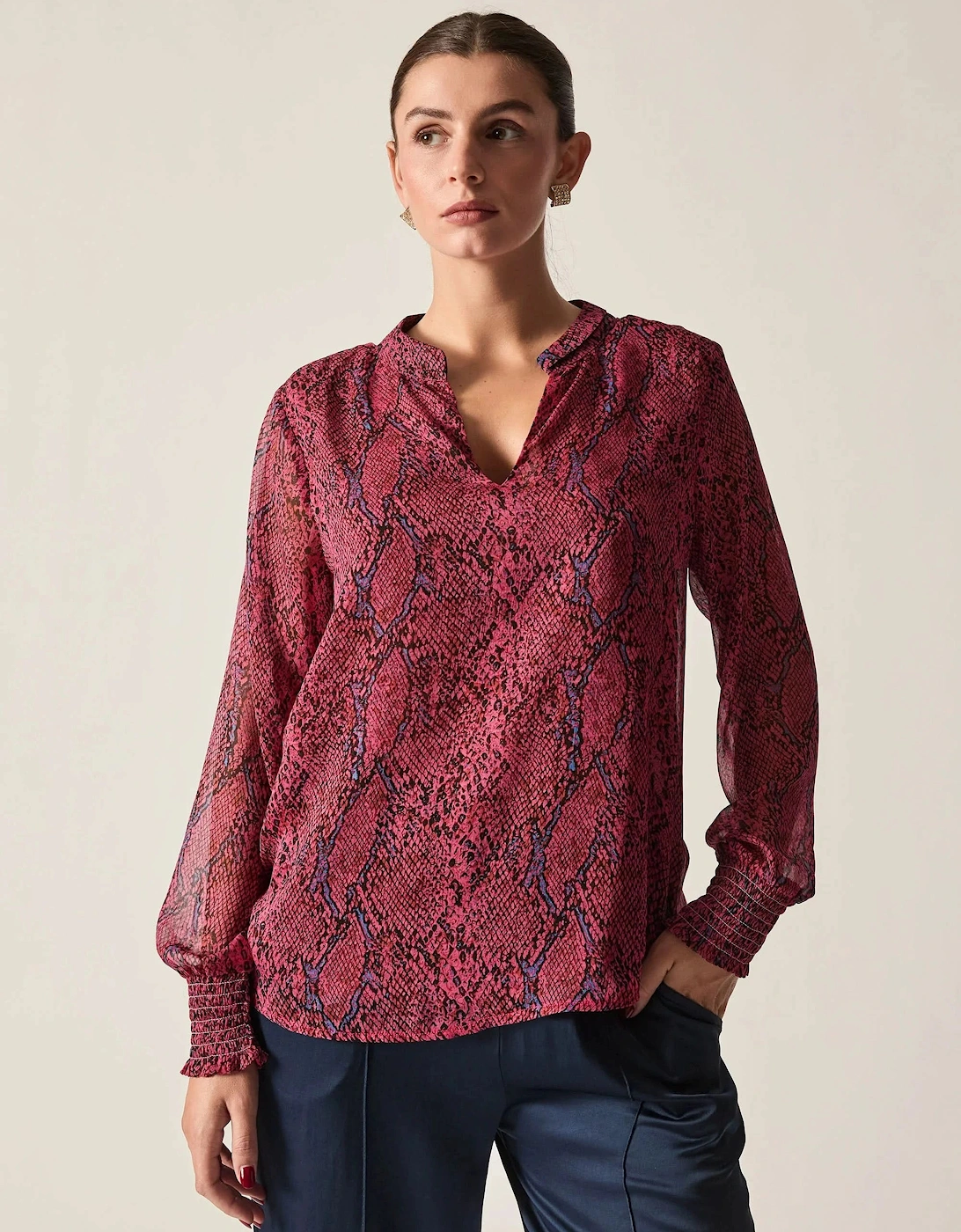 Burgundy Snake Print Blouse