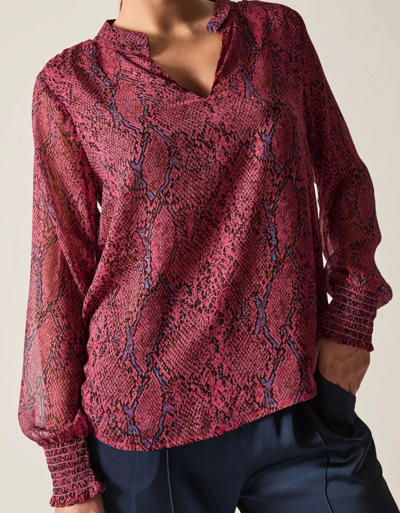 Burgundy Snake Print Blouse