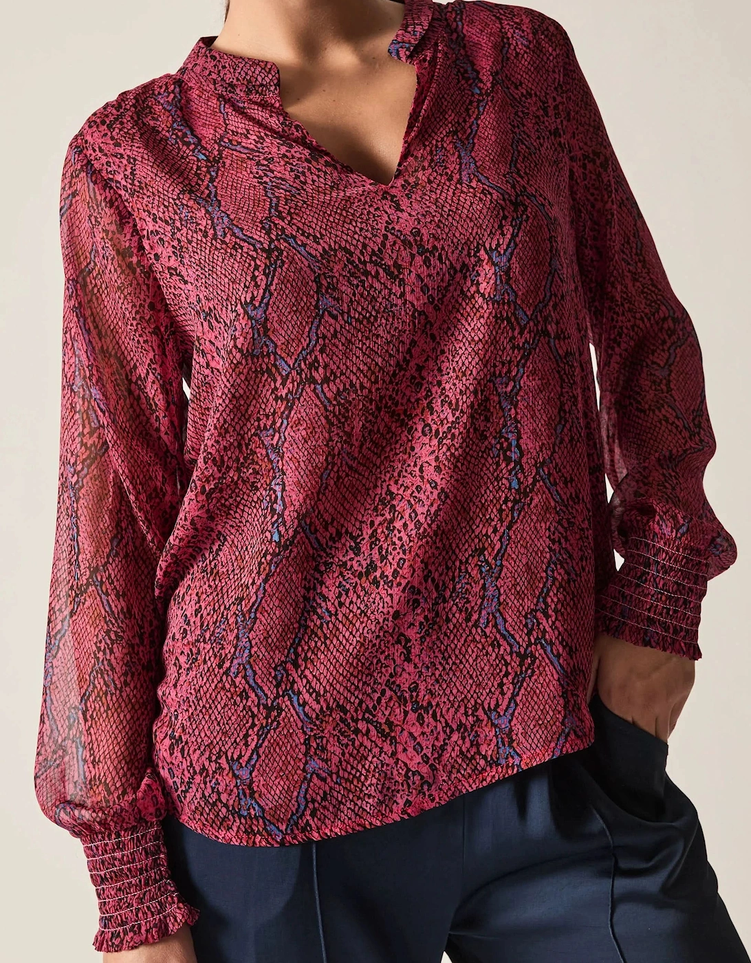 Burgundy Snake Print Blouse