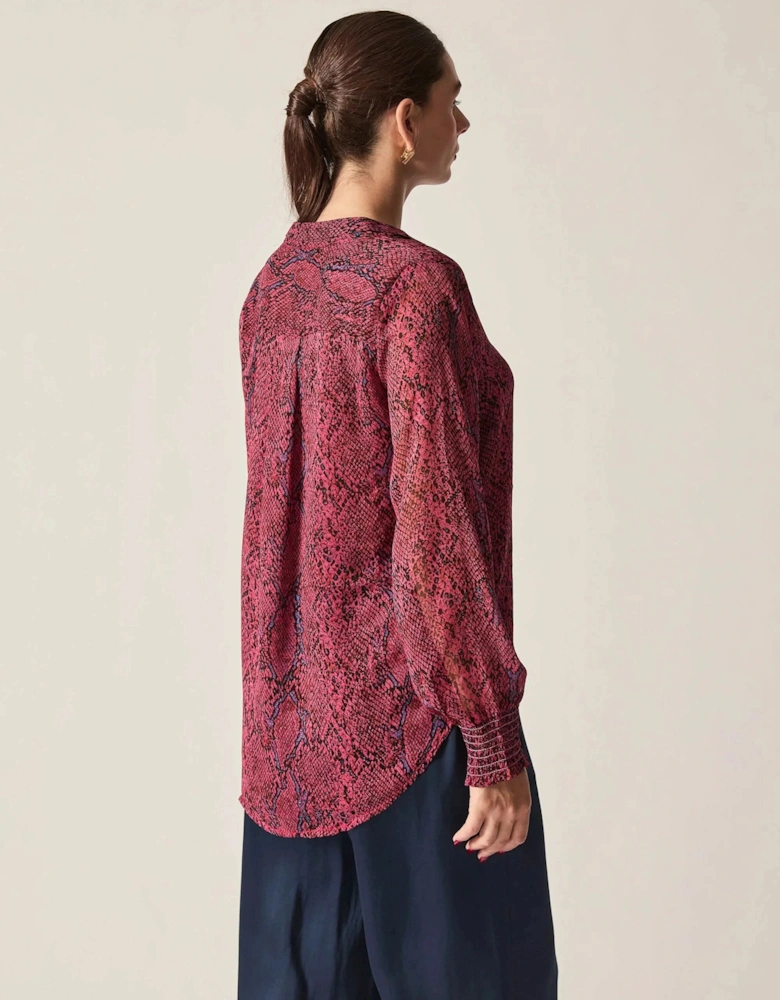 Burgundy Snake Print Blouse