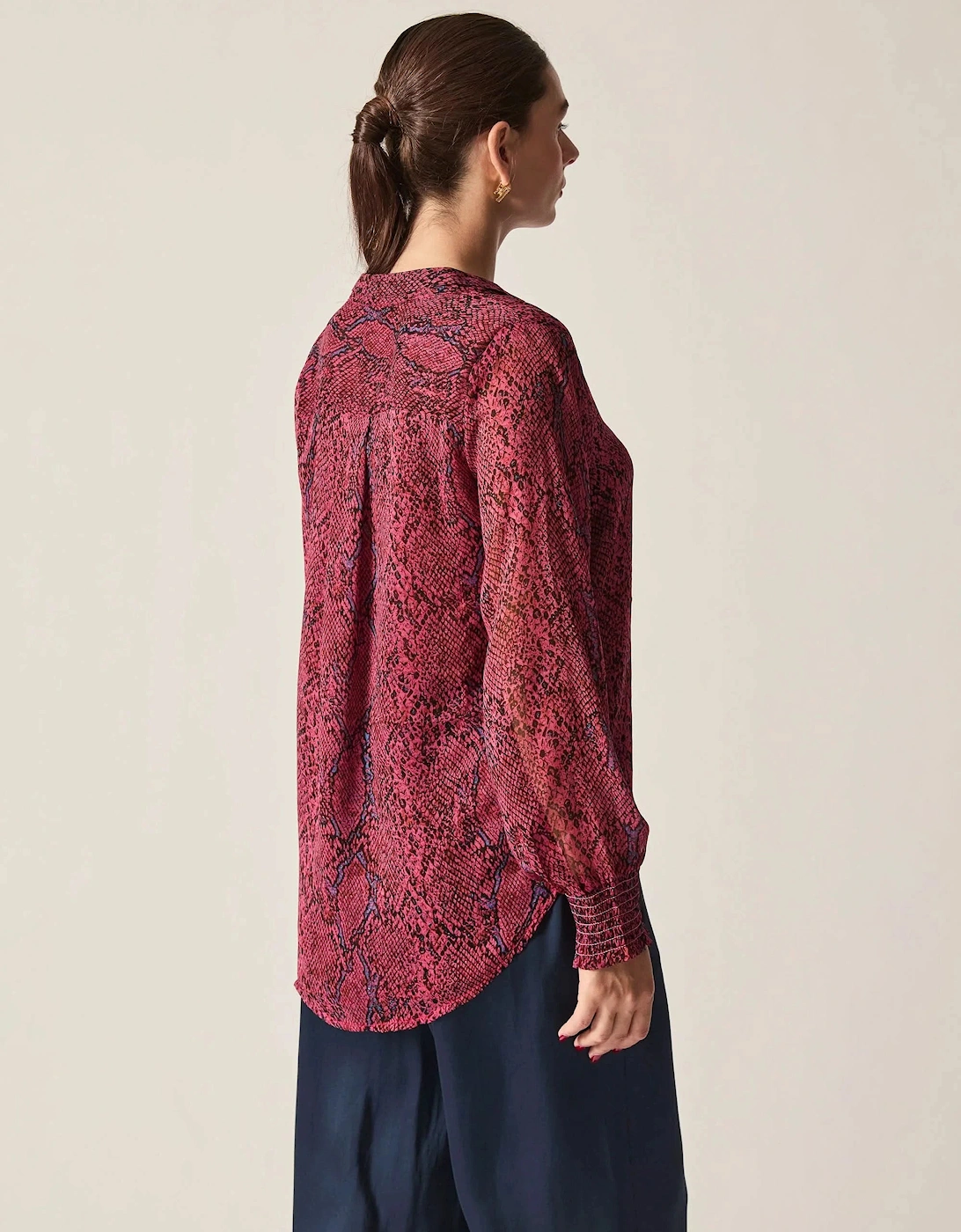 Burgundy Snake Print Blouse