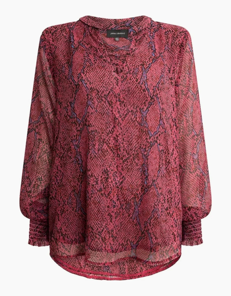 Burgundy Snake Print Blouse