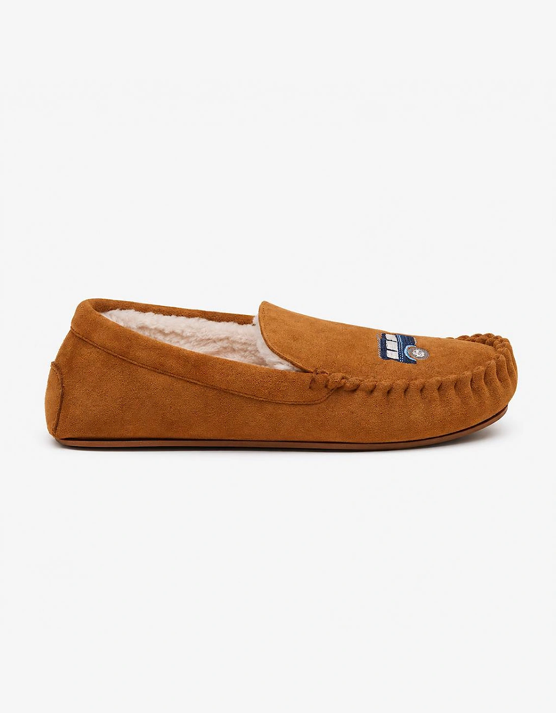 Joules Men's Tan Brown Moccasin Embroidered Slippers - Image 3