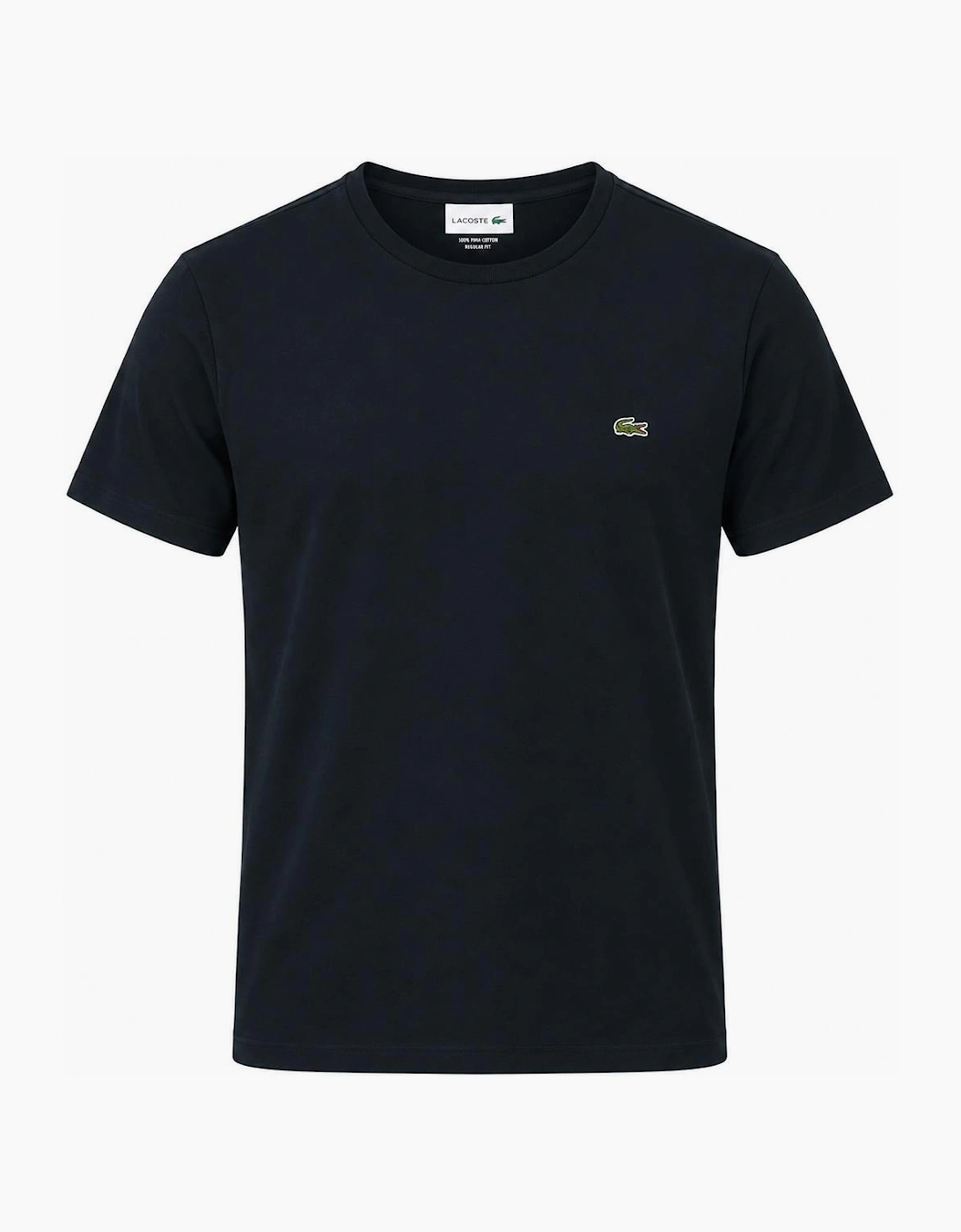 Men's Lacoste Cotton Pima Crew Neck T-Shirt Dark Green - Black - Size: 46