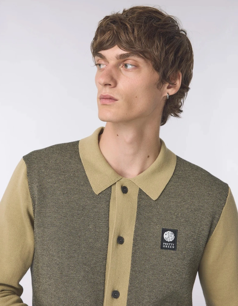 Pretty Green Roxy Long Sleeve Knit Shirt CAMEL