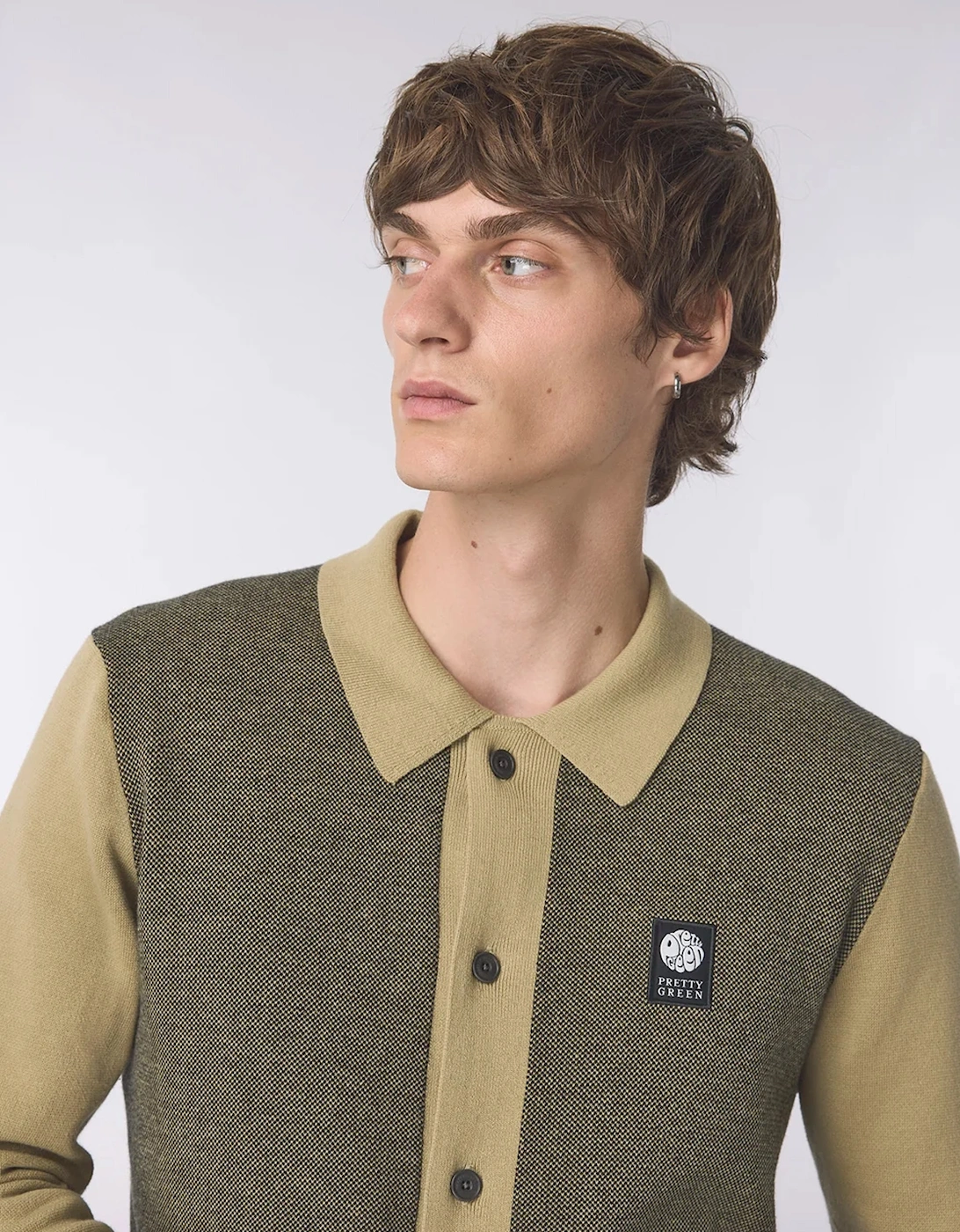 Pretty Green Roxy Long Sleeve Knit Shirt CAMEL