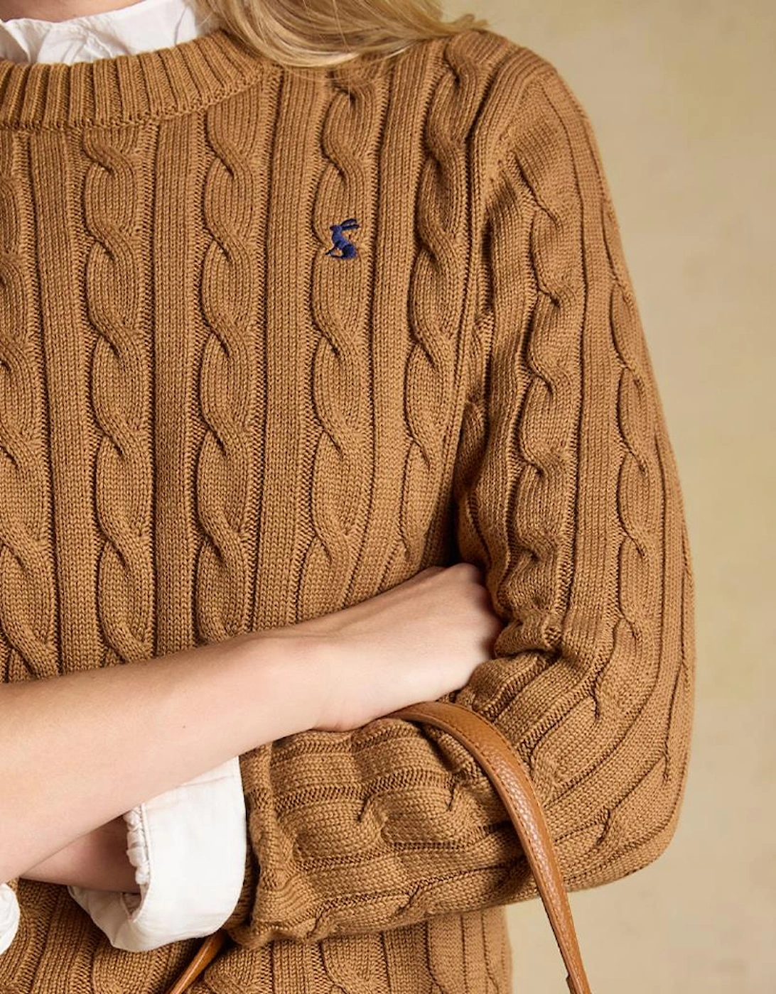 Joules CLASSIC CABLE Womens Jumpers Camel
