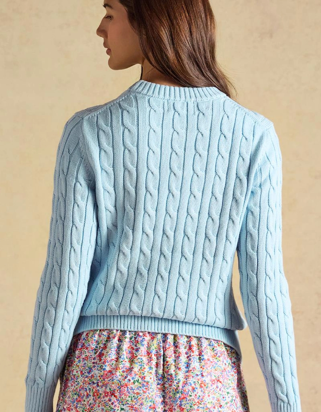 Joules CLASSIC CABLE Womens Jumpers Light Blue