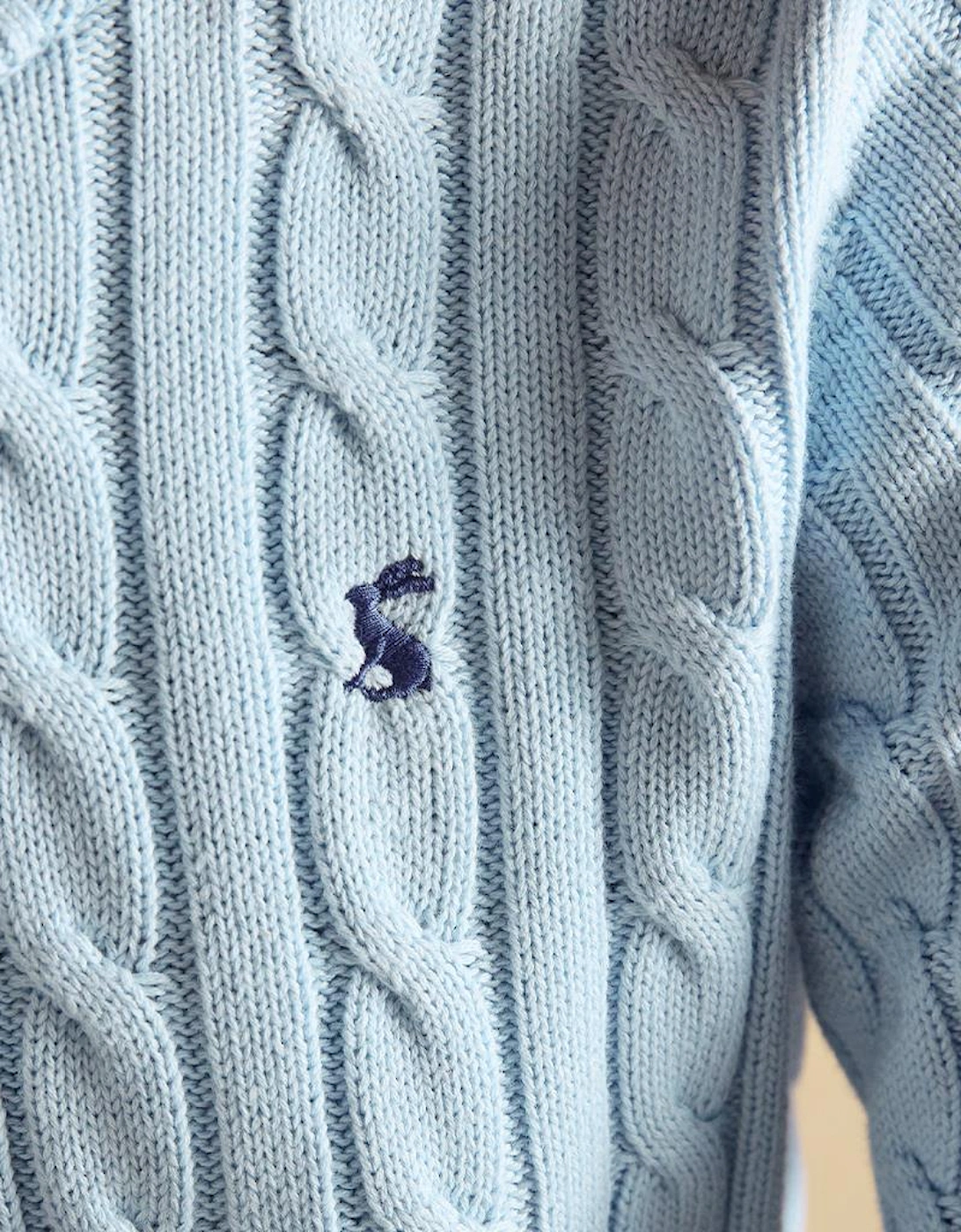 Joules CLASSIC CABLE Womens Jumpers Light Blue