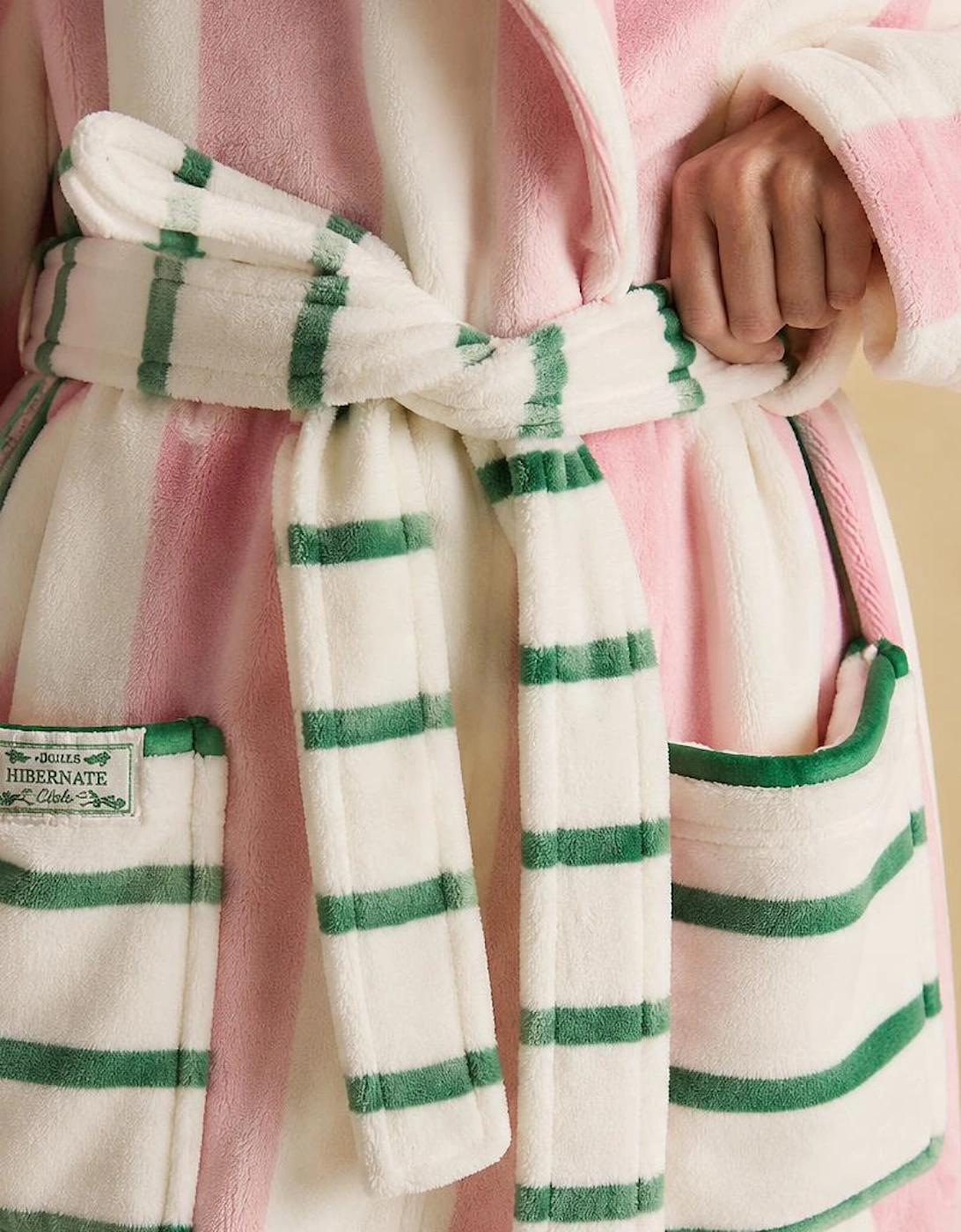 Joules G49621 LUNA Womens Bathrobe Pink/Cream Stripe