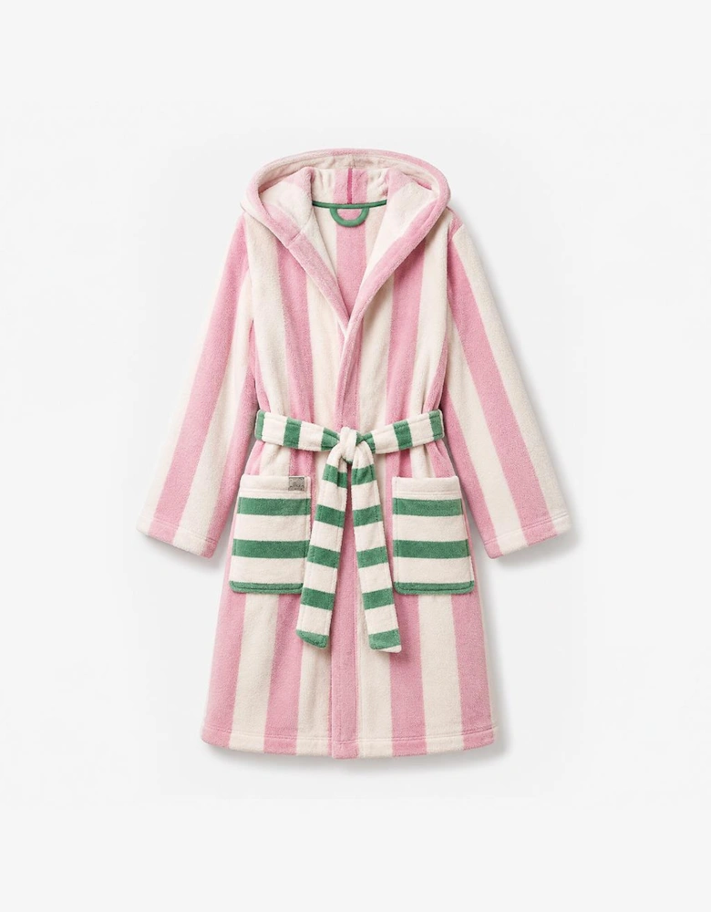 Joules G49621 LUNA Womens Bathrobe Pink/Cream Stripe