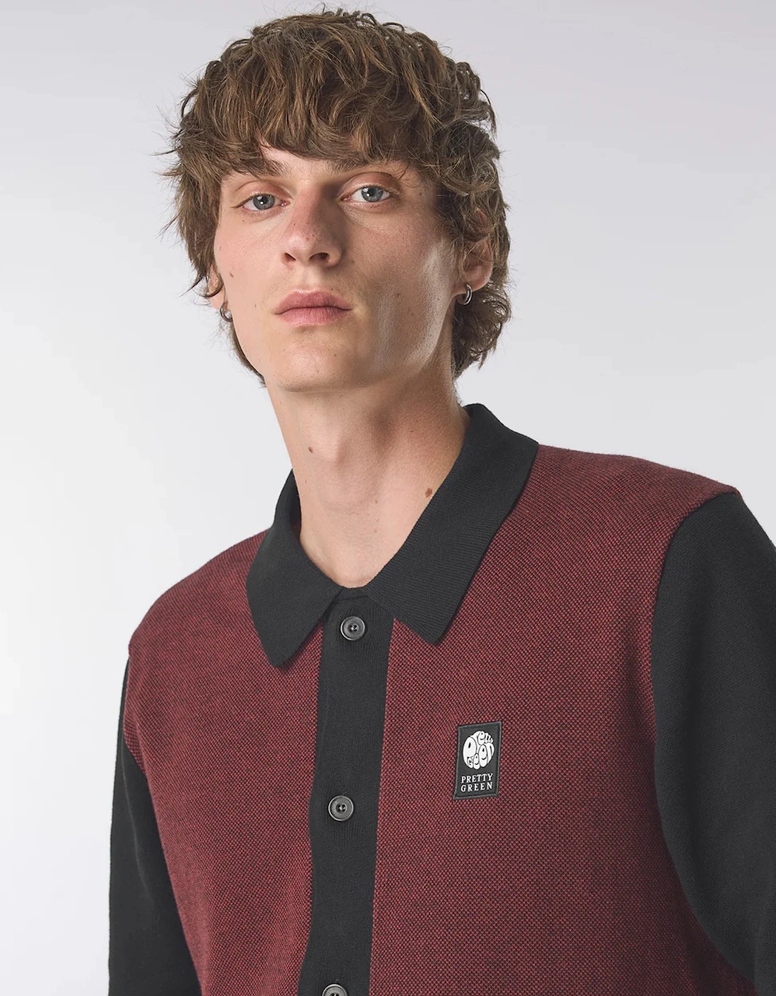 Pretty Green Roxy Long Sleeve Knit Shirt BLACK