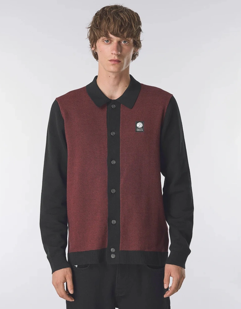 Pretty Green Roxy Long Sleeve Knit Shirt BLACK