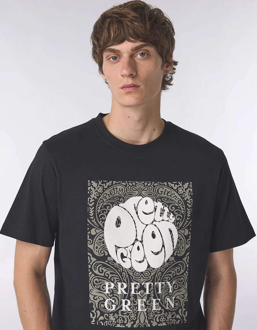 Pretty Green Rave On Box Logo T Shirt BLACK