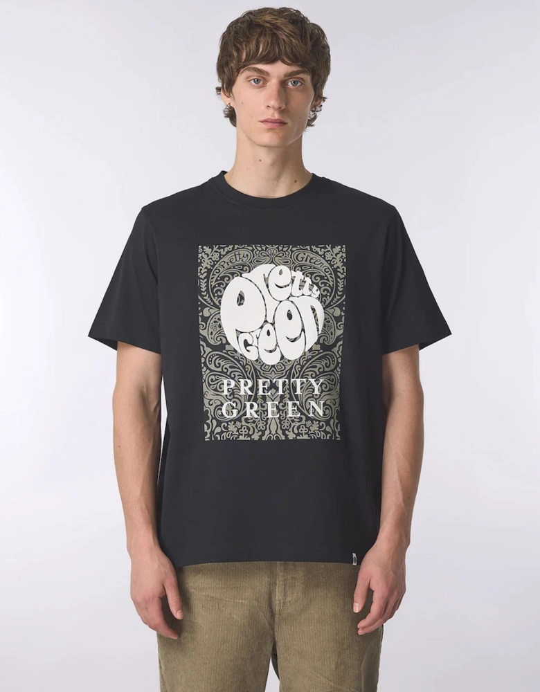 Pretty Green Rave On Box Logo T Shirt BLACK