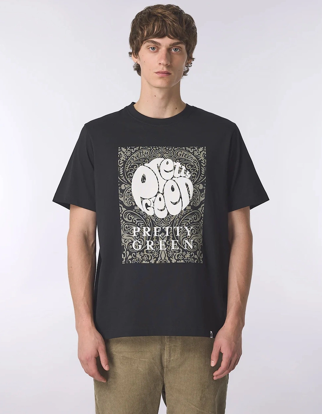 Pretty Green Rave On Box Logo T Shirt BLACK