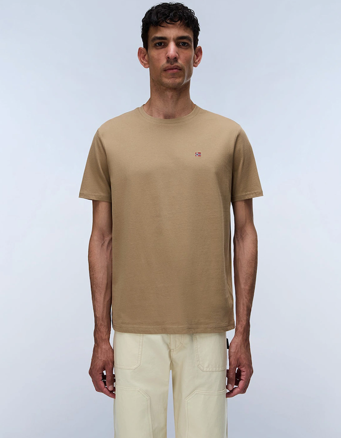Men's Napapijri Salis Jersey Short Sleeve T-Shirt - Brown - Size: 40