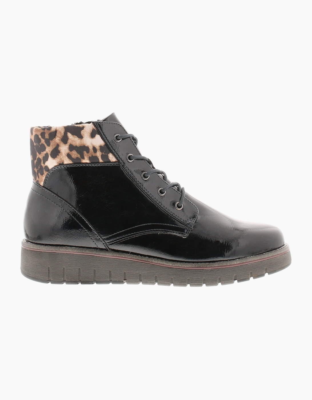 Marco Tozzi Womens Boots Ankle Mollie Lace Up navy patent UK Size