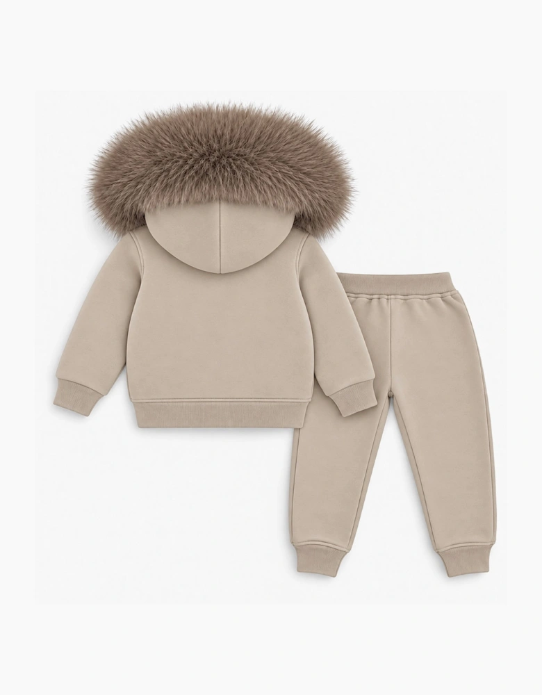 Boys Irish Cream Faux Fur Tracksuit