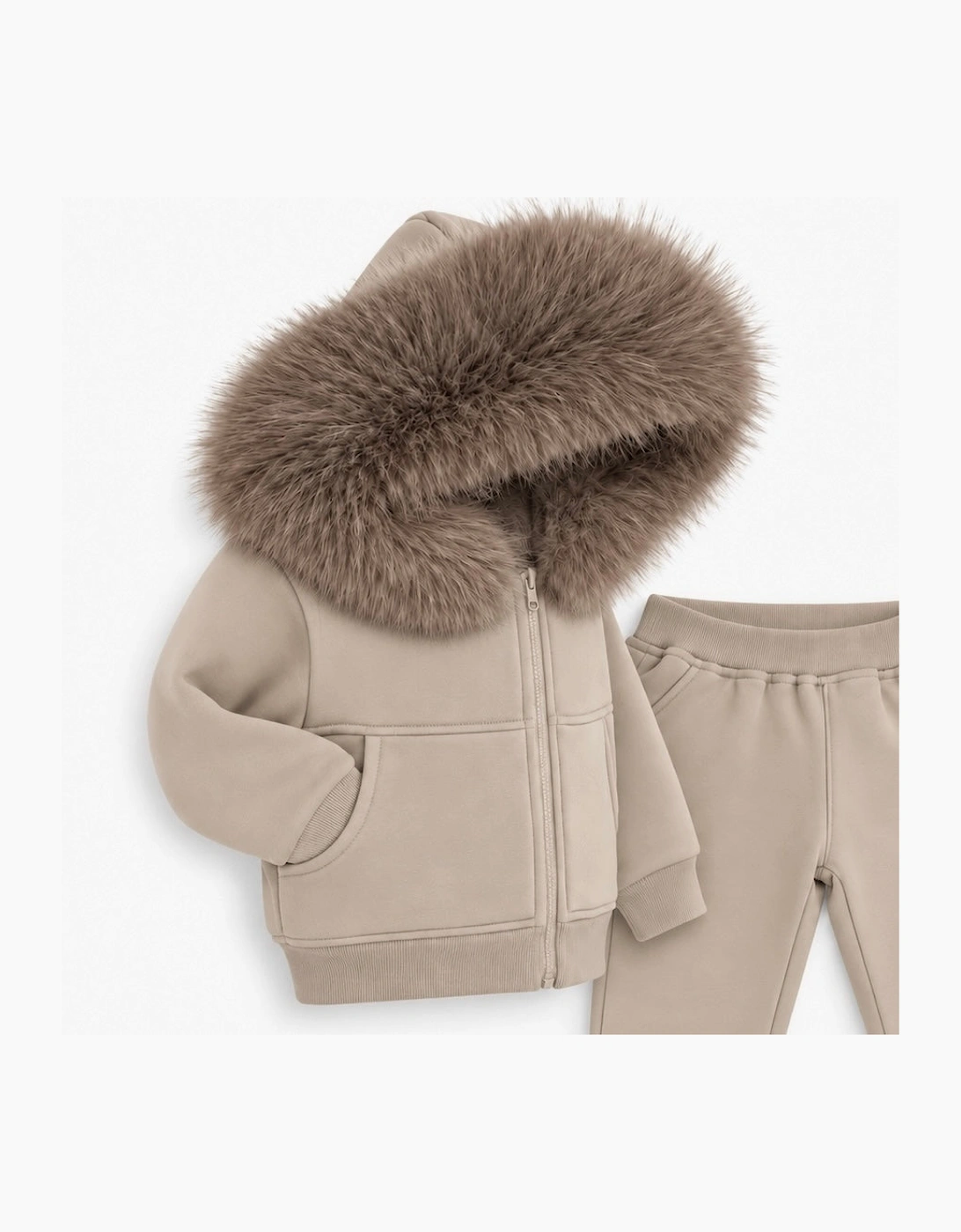Boys Irish Cream Faux Fur Tracksuit