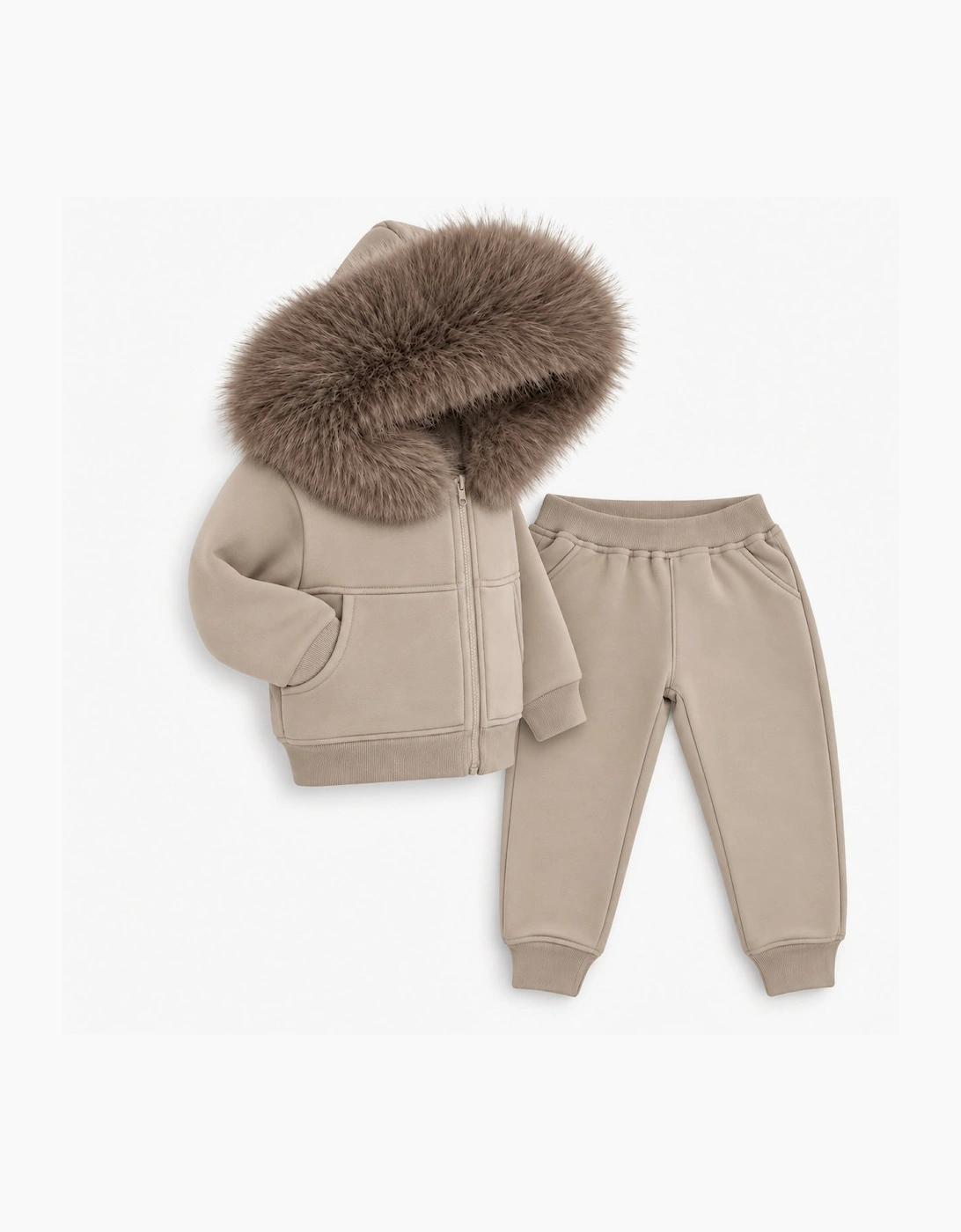 Boys Irish Cream Faux Fur Tracksuit
