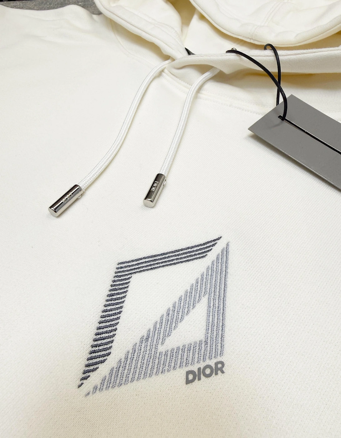 DIOR CD DIAMOND LOGO HOODIE IVORY